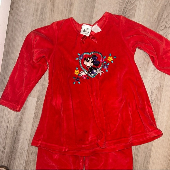 90s vintage velour Disney Red Pajama Sets Cozy 2 pieces set - Picture 2 of 4